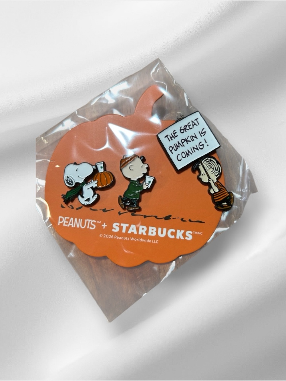 🎃NEW Peanuts + Starbucks Pumpkin Pin Set Authentic set of 3 Snoopy Charlie Brown - Picture 3 of 3